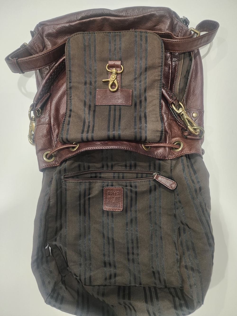 Frye Brown Leather Drawstring Backpack/Purse - Picture 6 of 6